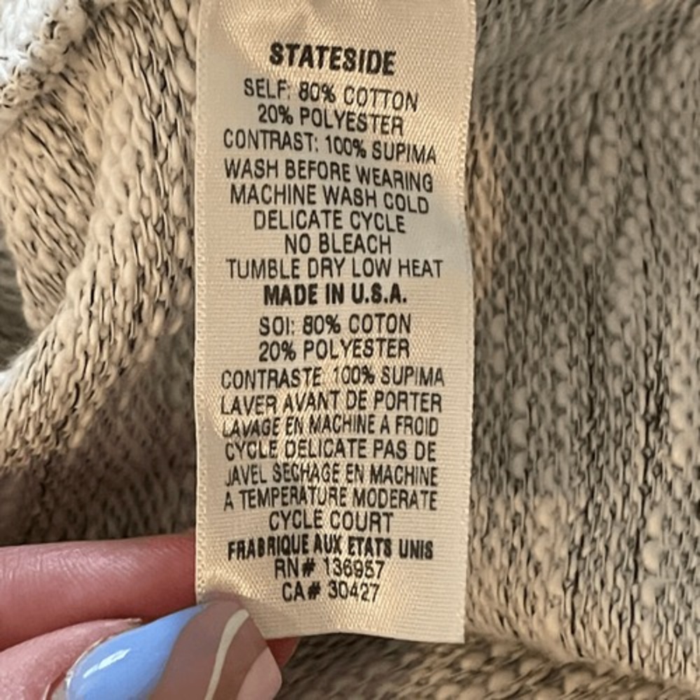 Stateside Grey Textured Supima Cotton Pullover Sweatshirt Size S - Picture 8 of 8